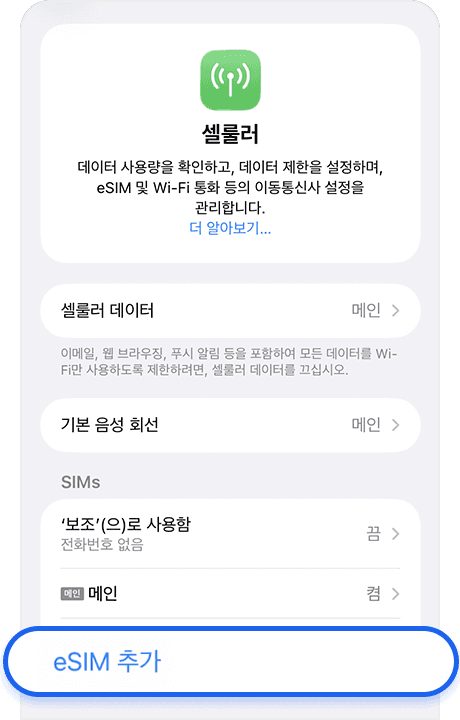 eSIM 추가