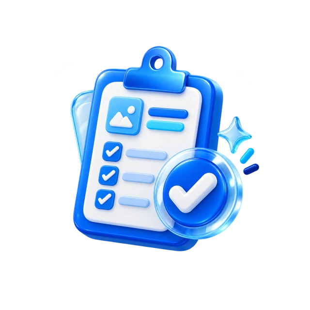 3D checklist icon representing a completed campaign application